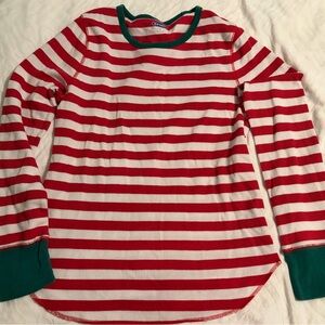 Striped Red & White Long Sleeve Top with Green Trim - Old Navy